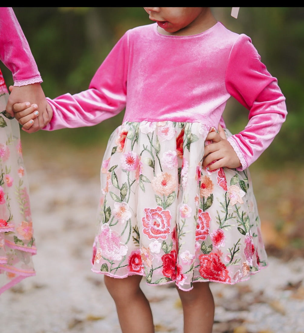 Long Sleeve Rose Petal Enchantment Dress and Bloomer Set