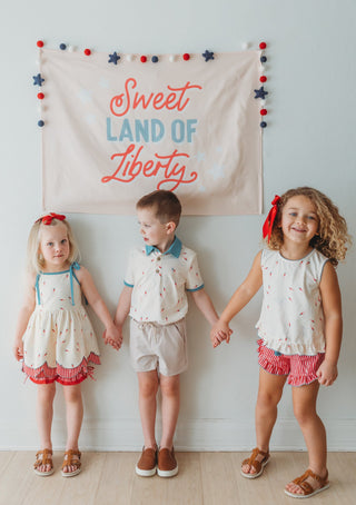 *PREORDER* Scallop Tunic Set - Red, White, and Boom