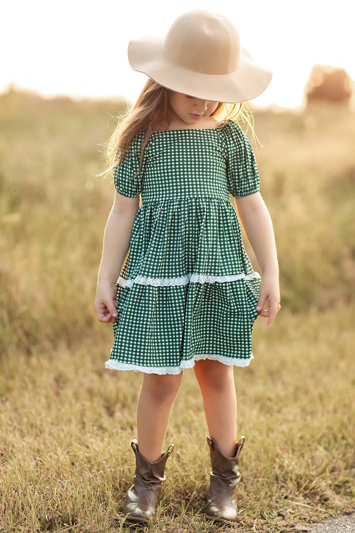 Forest Green Gingham Grace Dress