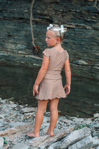 Cinnamon Gingham Athletic Set