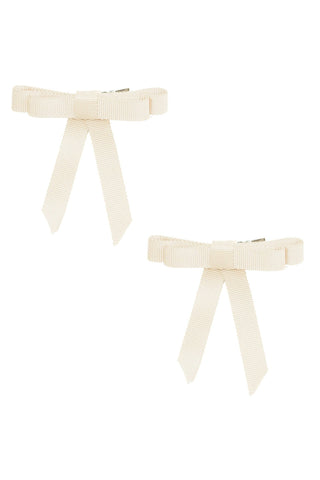 Grosgrain Bow Clip Set- Ivory