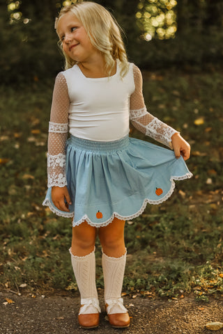 Scalloped Skort ~ Gingham and Gourds