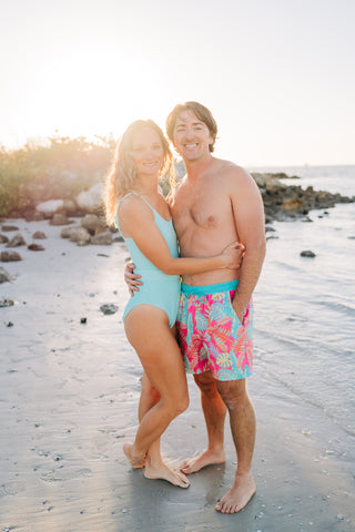 Men's Pink Palm Paradise Swim Shorts