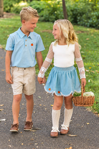Scalloped Skort ~ Gingham and Gourds