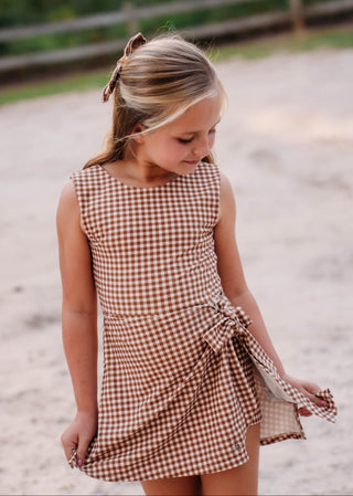 Cinnamon Gingham Athletic Dress