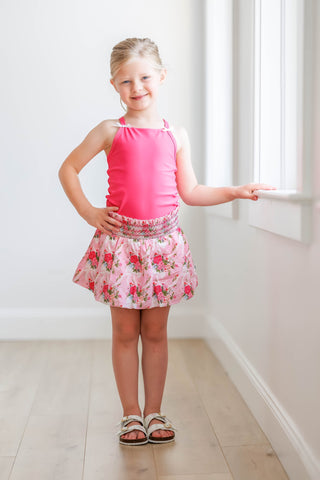 Smocked Athletic Skort ~ Floral Finery