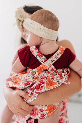 Saffron Blooms Skirted Romper Set