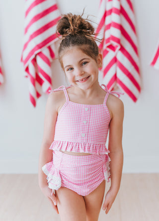 Paradise Pink Gingham High Waisted Bikini