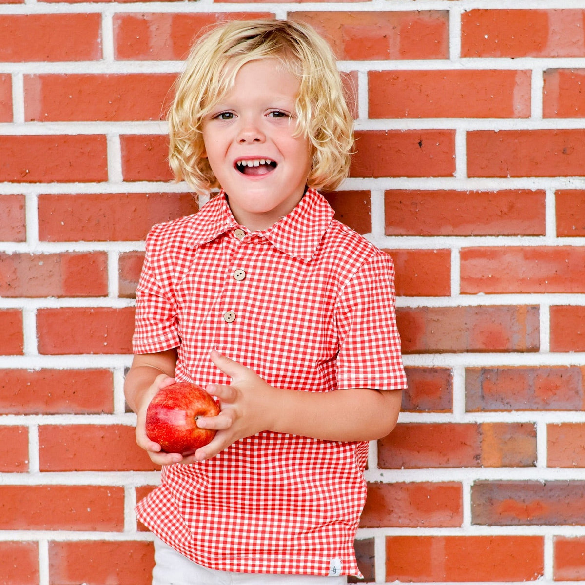 Red Gingham Collared Shirt