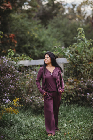 Women's Plum Ribbed Bamboo Lounge Bundle