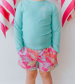 Pink Palm Paradise Swim Shorts