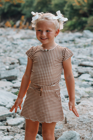 Cinnamon Gingham Athletic Set