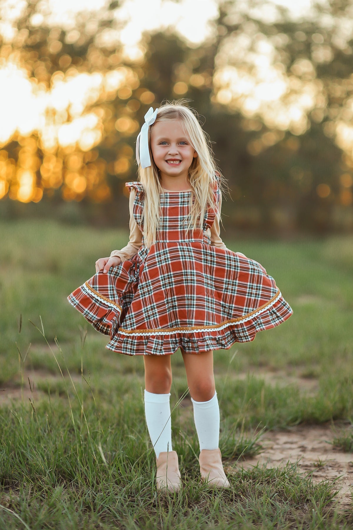 Turkey Day Tartan Pinafore