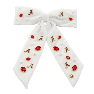 Alabama White Bow Barrette