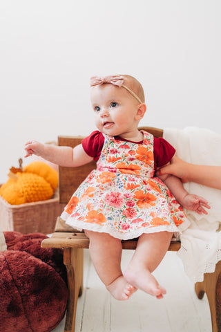 Saffron Blooms Skirted Romper Set