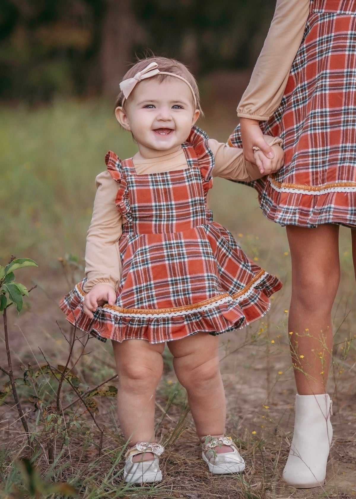 Turkey Day Tartan Skirted Romper