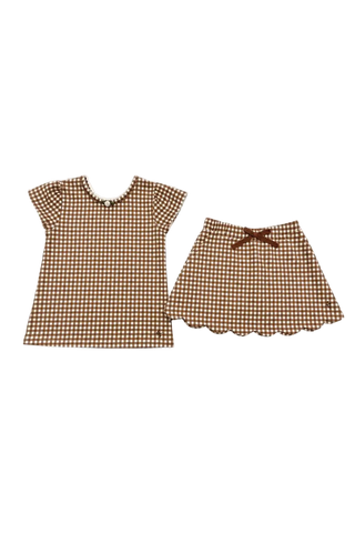 Cinnamon Gingham Athletic Set