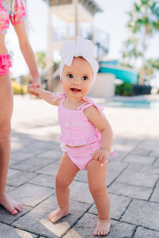 Paradise Pink Gingham High Waisted Bikini