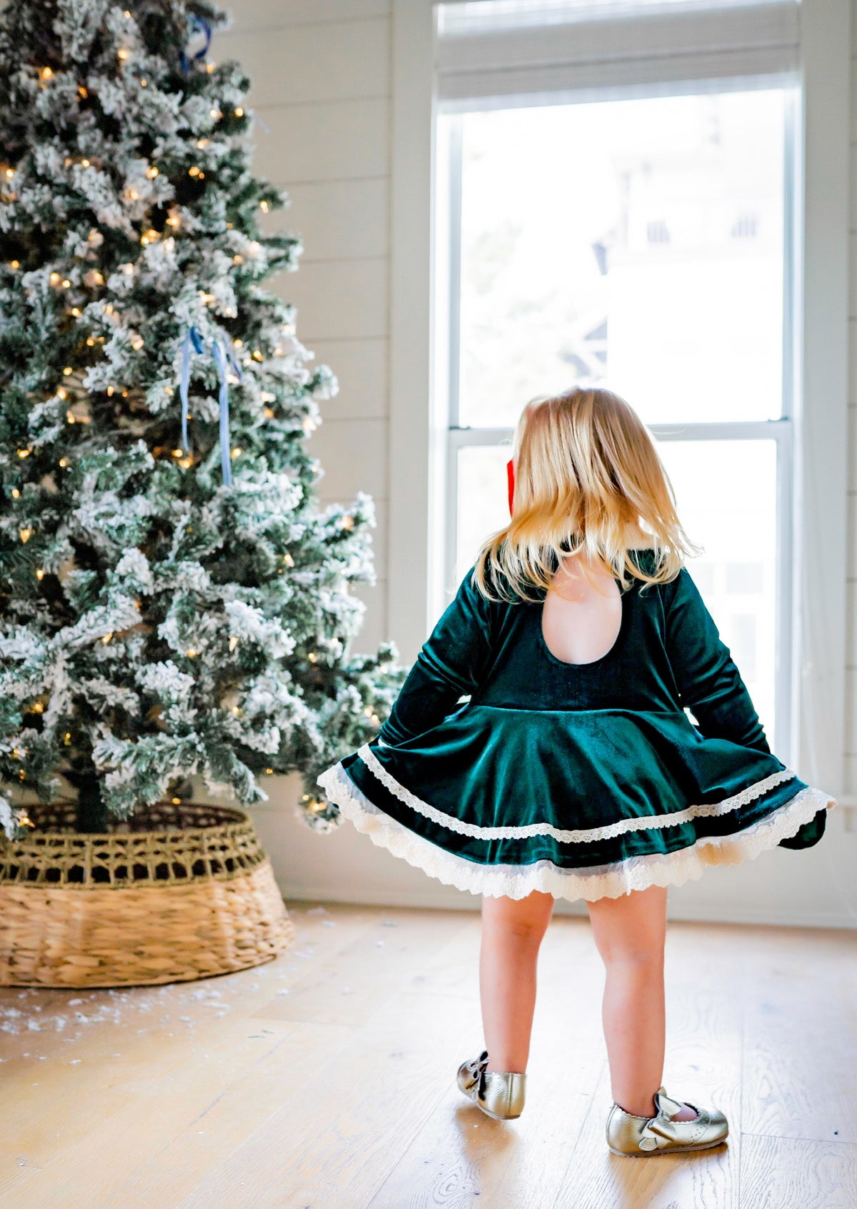 Evergreen Velvet Dress and Bloomer Set