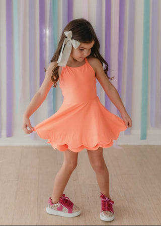 Scallop Athleisure Dress - Orange Sorbet