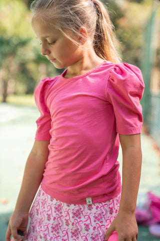 Puff Sleeve Layering Shirt ~ Hot Pink