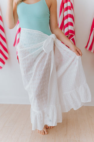 Swim Sarong ~ White Eyelet