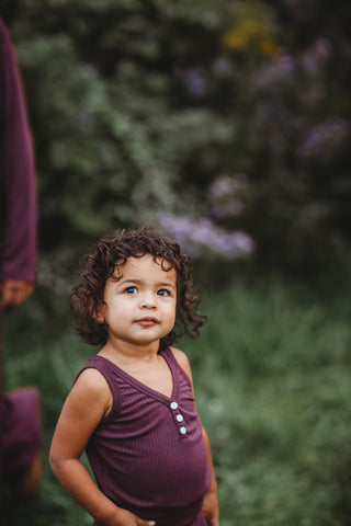 Ribbed Bamboo Lounge Top Set ~ Plum