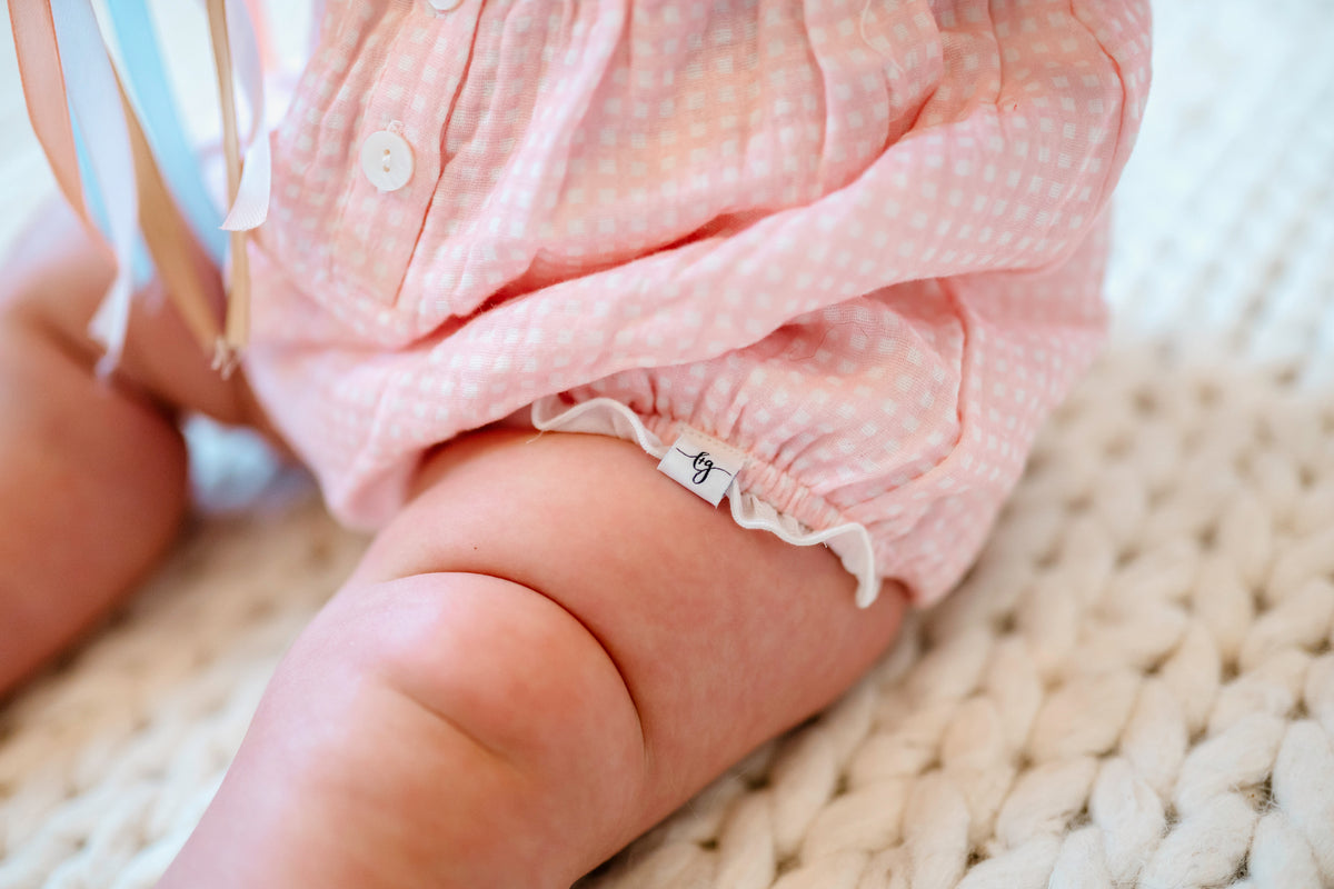 Pink Gingham Bubble- runs small