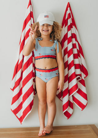 *PREORDER* Scalloped High Waisted Bikini - Heritage Flag