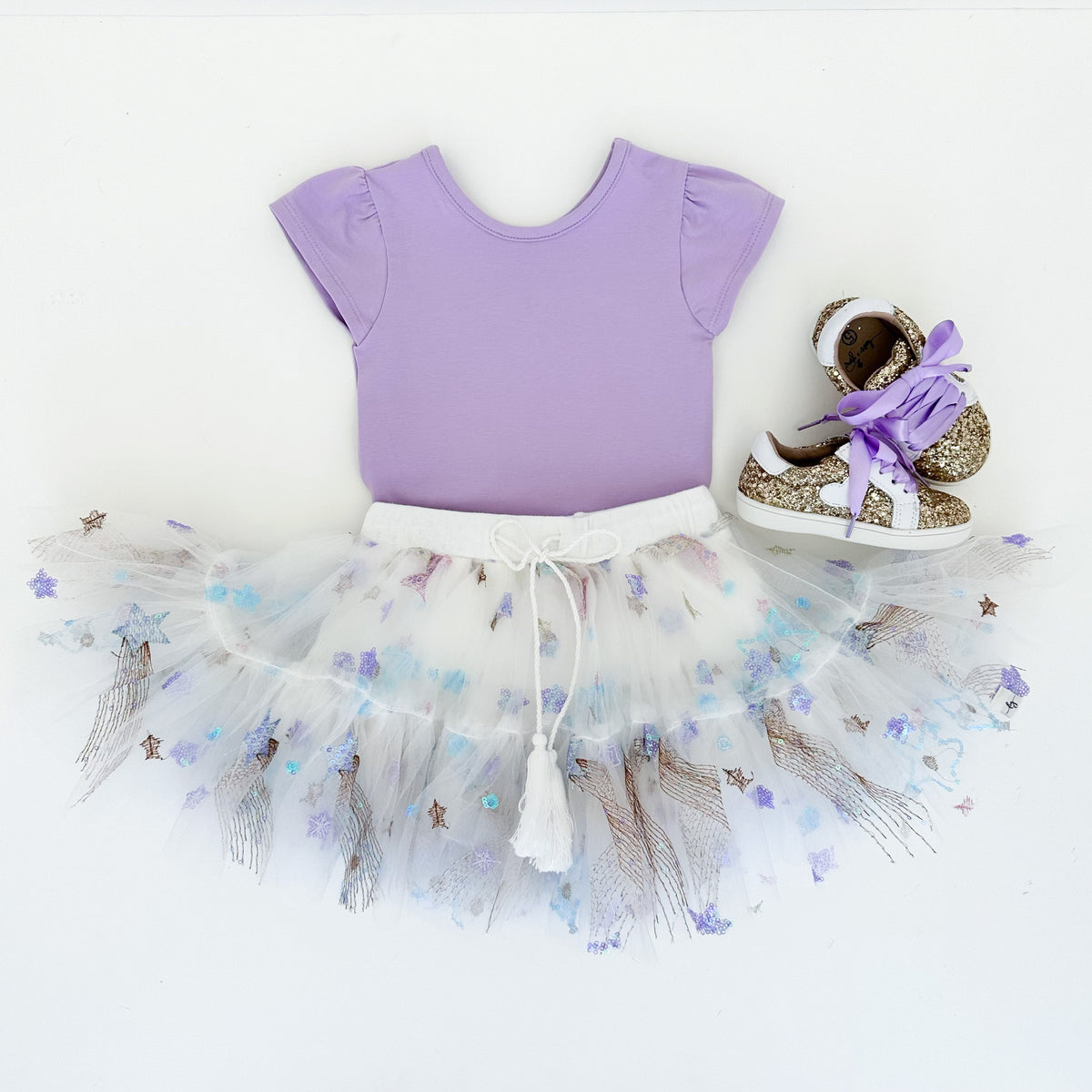 Lilac Flutter Sleeve Layering Shirt