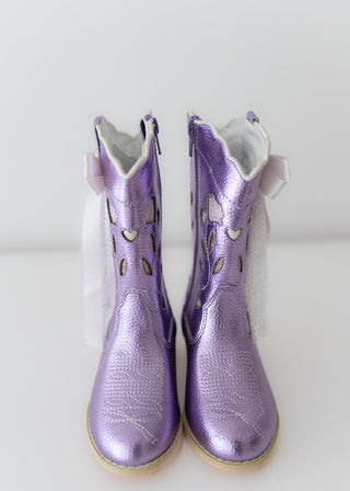 Sweetheart Bow Cowgirl Boots- Purple
