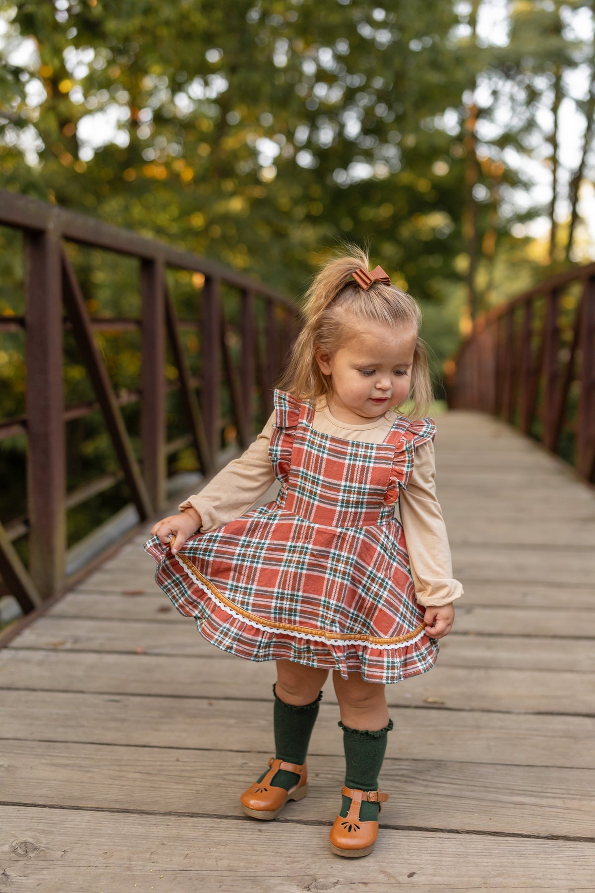 Turkey Day Tartan Skirted Romper