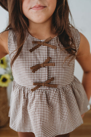 Chocolate Gingham Peplum