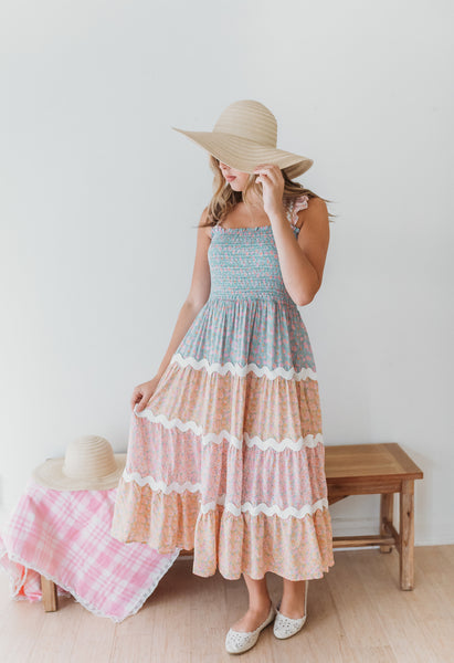 Women's Summer Floral Smocked Dress S