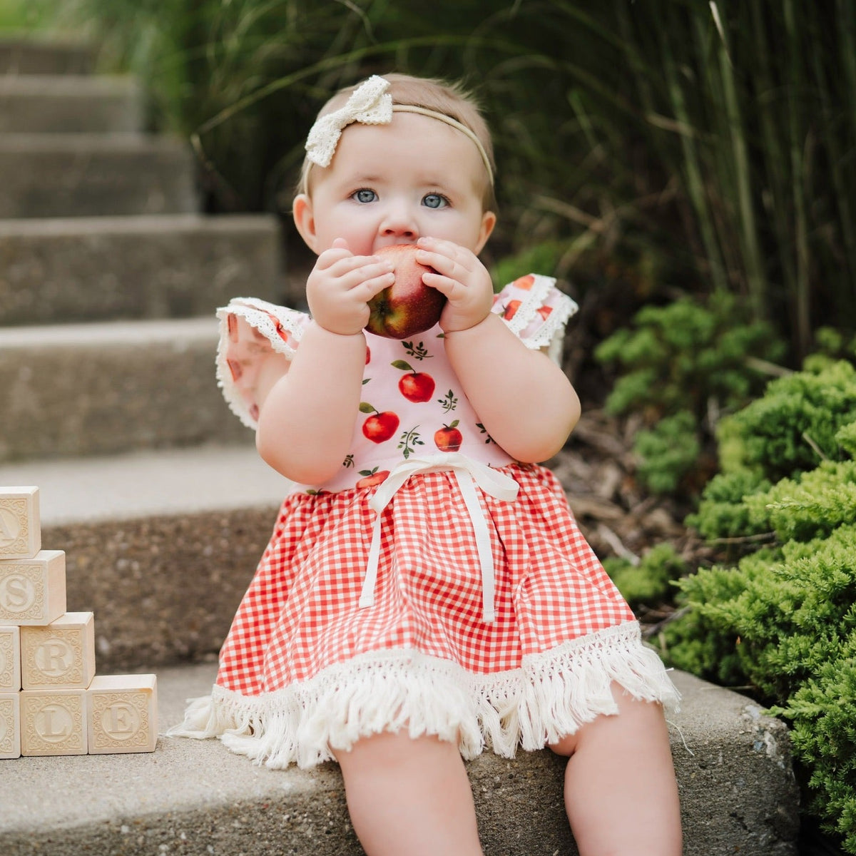 Vintage Apple Skirted Romper