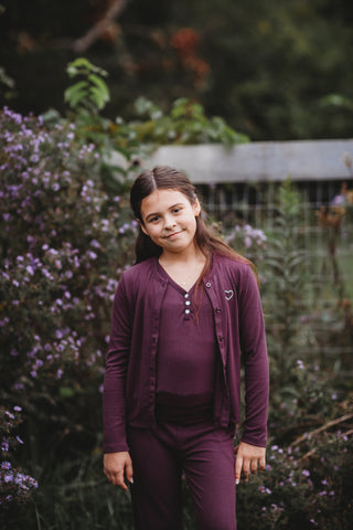 Ribbed Bamboo Lounge Top Set ~ Plum