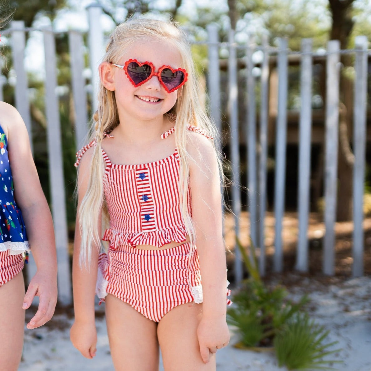 Red Stripe Seersucker High Waisted Bikini