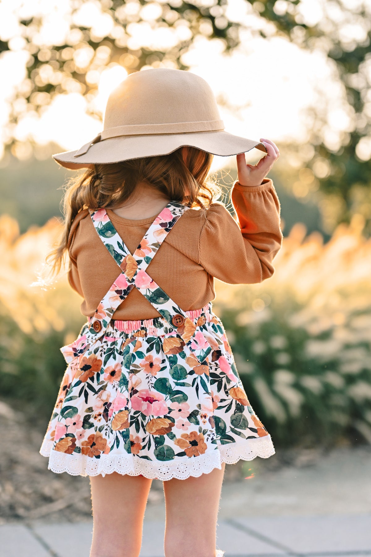 Golden Petals Skirted Romper