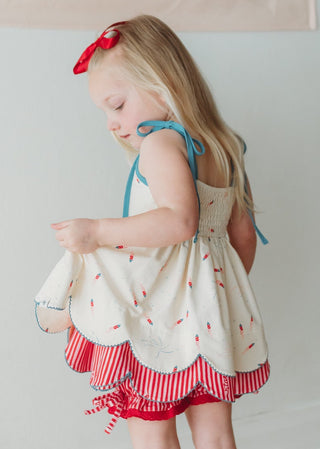 *PREORDER* Scallop Tunic Set - Red, White, and Boom