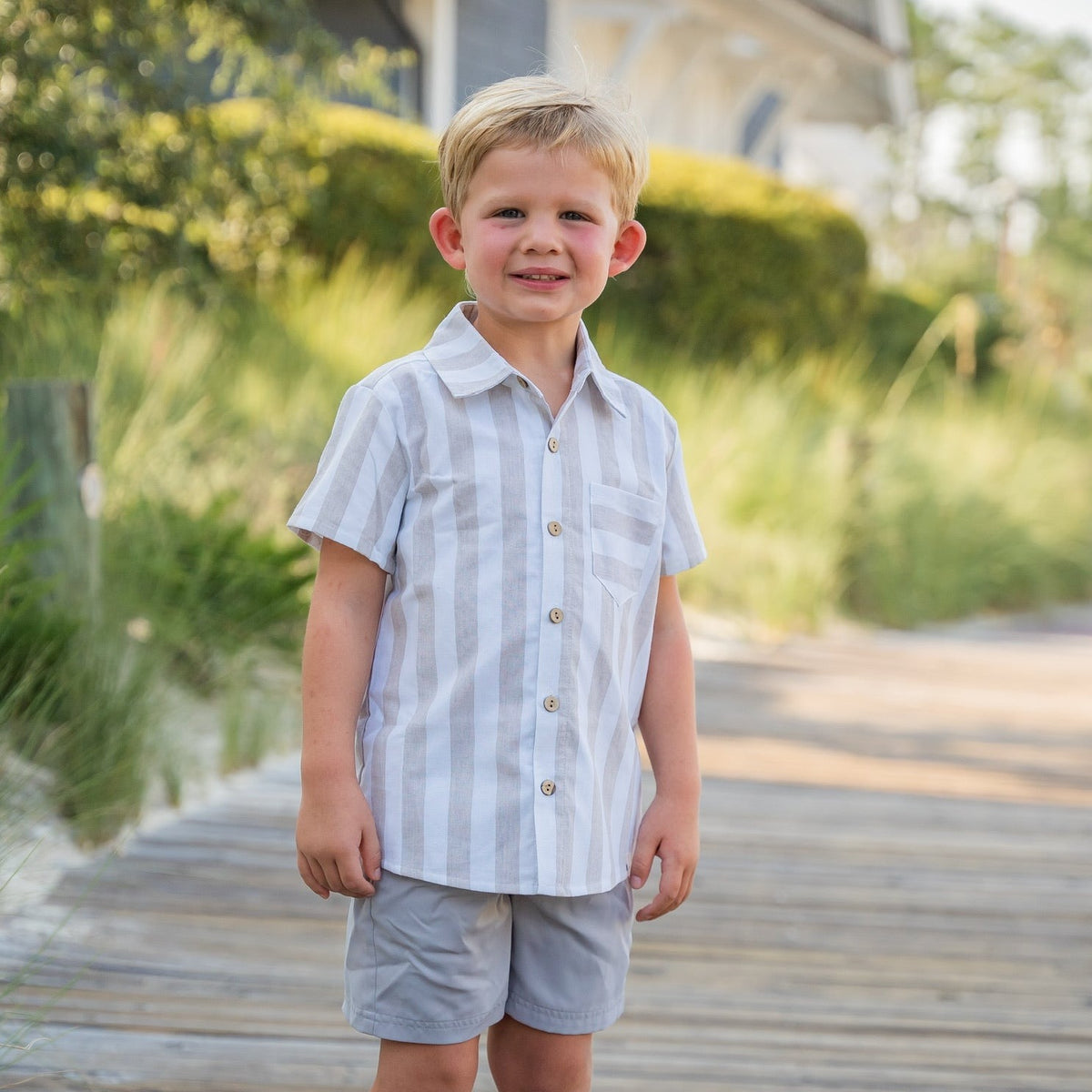 Wheat Stripe Button-up Shirt