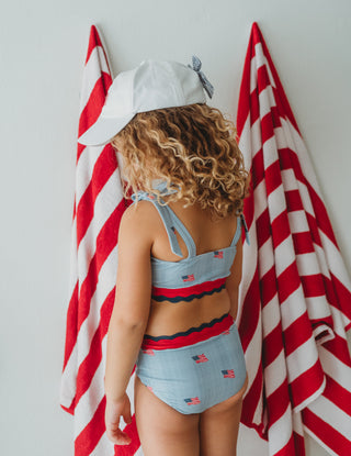 *PREORDER* Scalloped High Waisted Bikini - Heritage Flag