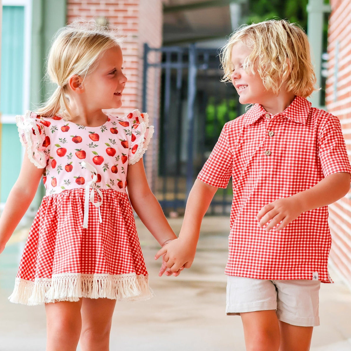 Red Gingham Collared Shirt