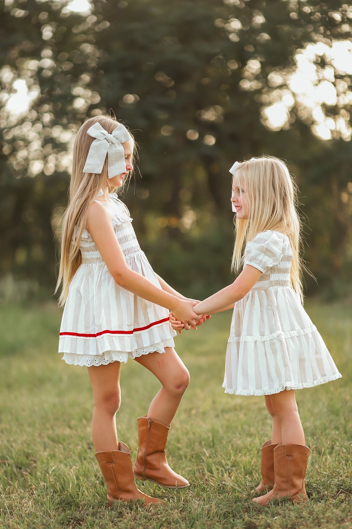 Wheat Stripe Grace Dress and Bloomer Set