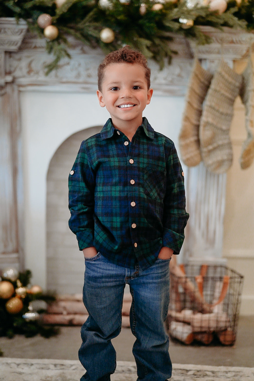 Emerald Frost Flannel Button-Up Shirt