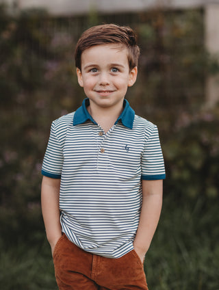 Blue Spruce Striped Athletic Polo