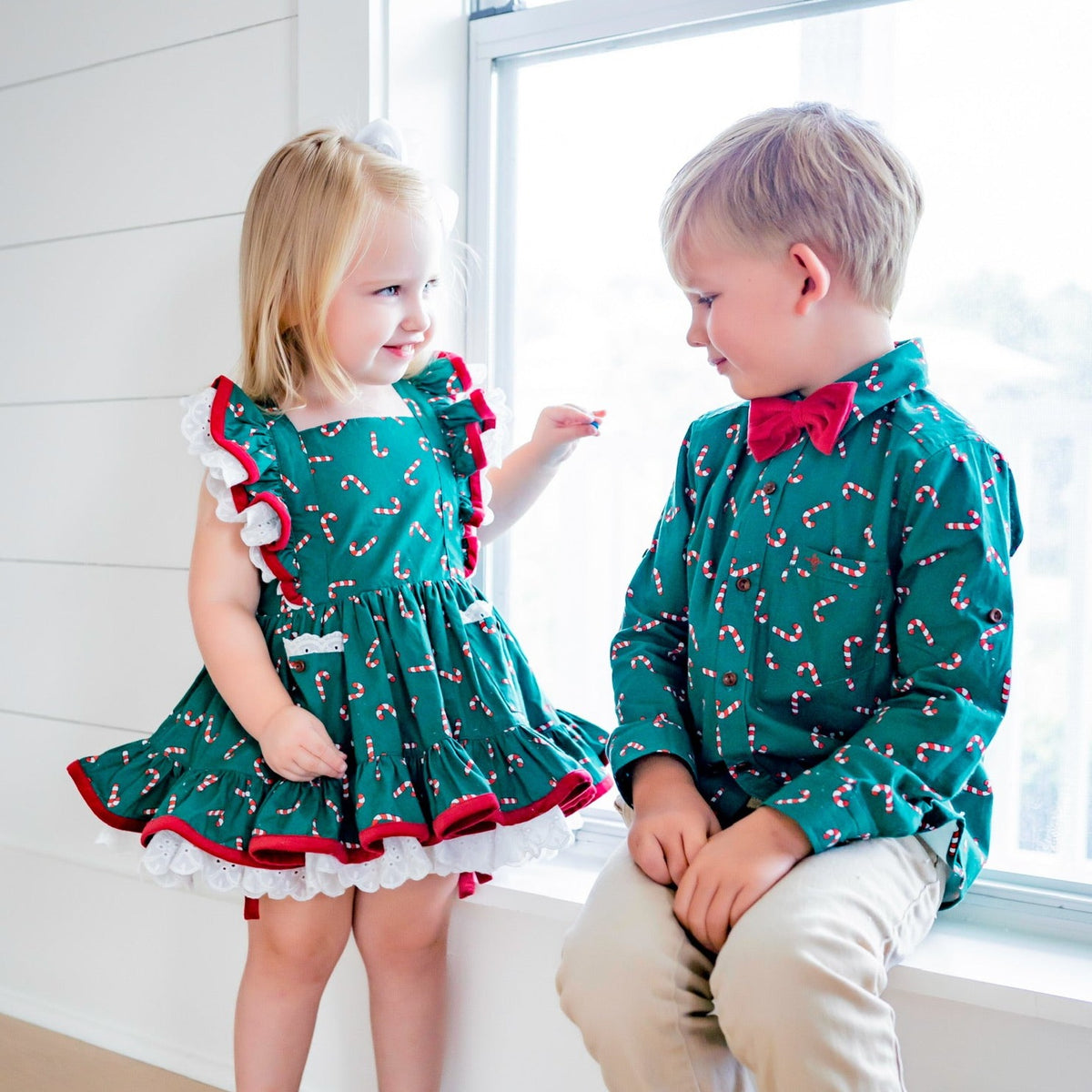 *PREORDER* Peppermint Candy Shirt and Red Bow Tie Set