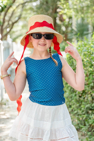 Snap Back Tank - Navy Dot