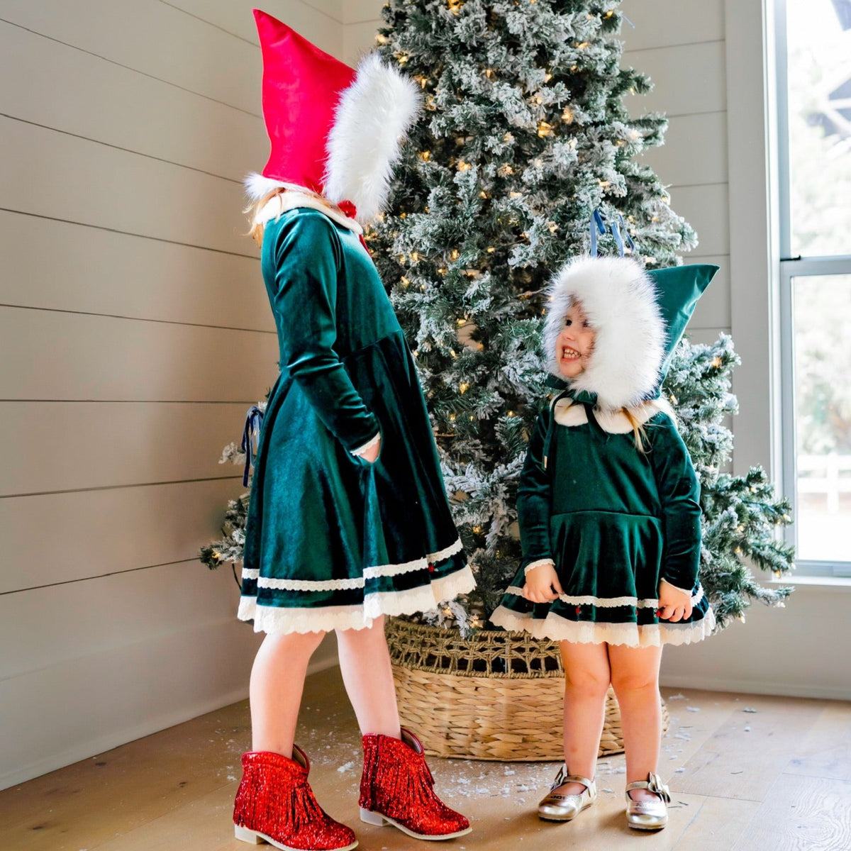 *PREORDER* Evergreen Velvet Dress and Bloomer Set