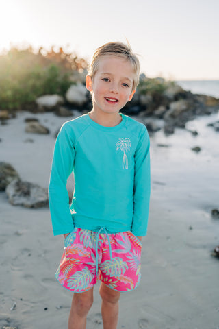 Pink Palm Paradise Swim Shorts