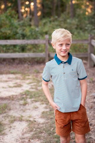 Blue Spruce Striped Athletic Polo